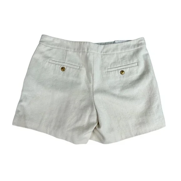 Cartonnier Womens 8 High-Waist Sailor Shorts Cream Linen Blend W/ Button Details - Picture 2 of 13